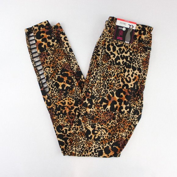 No Boundaries Pants - No Boundaries Side Bar Leggings Juniors S (3-5) High Rise Black Brown Cheetah